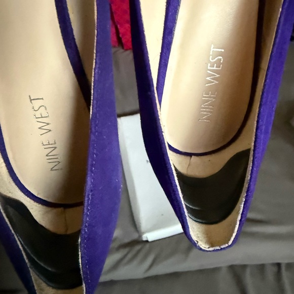 Nine W. purple suede pumps, block heel - Picture 5 of 9